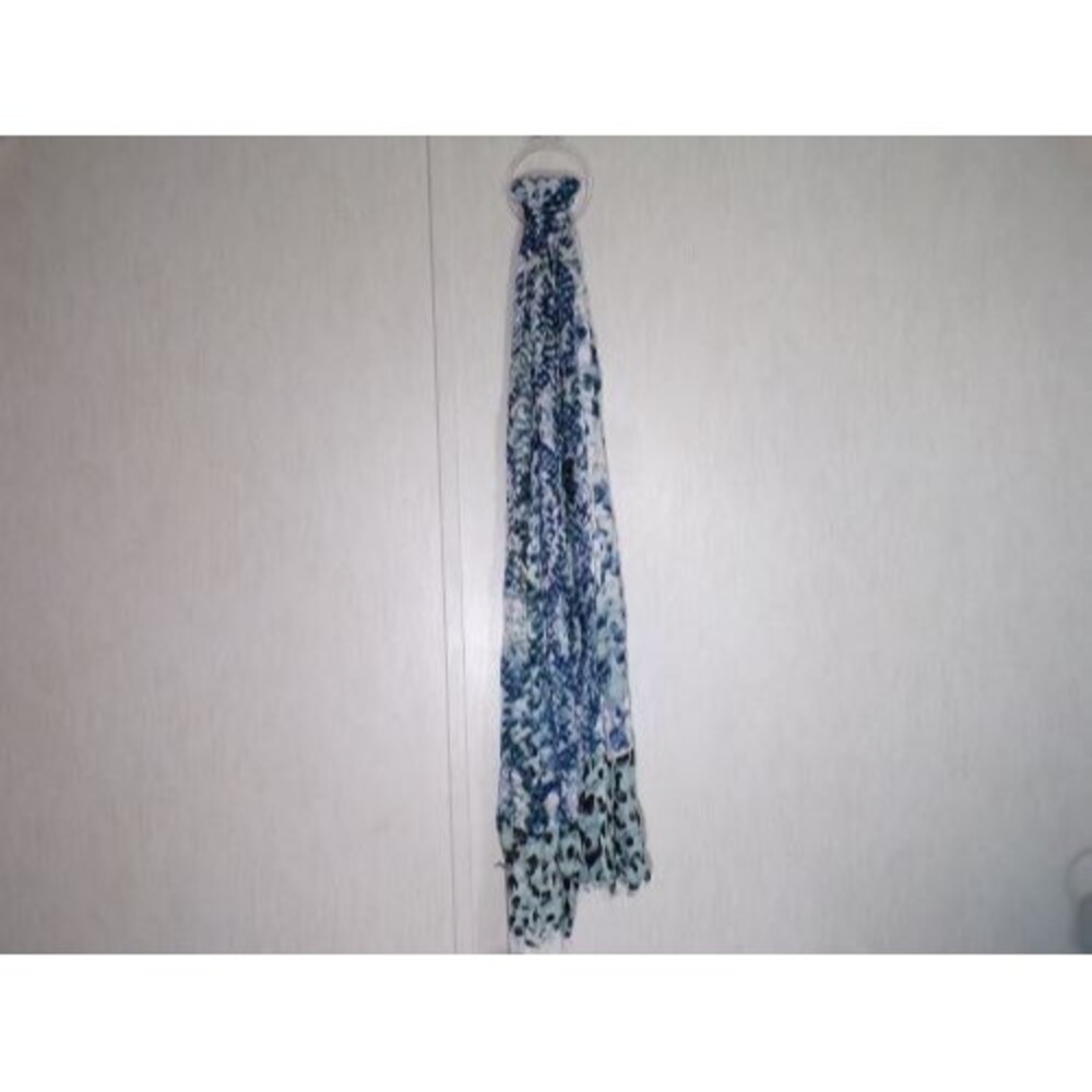 NWT Jennifer Lopez Oblong Scarf Blues Greens Lightweight Viscose Airy